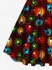 Plus Size Colorful Christmas Light Plaid Print Vintage Swing A Line Dress -  