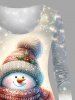 Plus Size Christmas Snowman Hat Scarf Snowflake Star Glitter 3D Print T-shirt -  