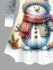Plus Size Christmas Snowman Hat Scarf Snowflake Star Glitter 3D Print T-shirt -  