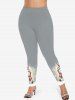 Plus Size Christmas Snowman Hat Scarf Snowflake Star Glitter 3D Print Leggings -  