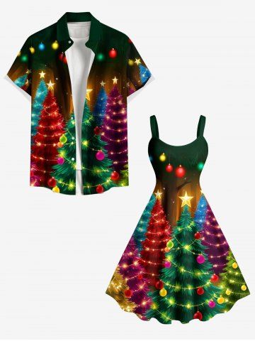 Costume Brillant Grande Taille Imprimé Boule et Etoiles Brillantes pour Couples - MULTI-A
