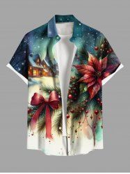 Chemise Ombre à Lettre Feuille et Maison Grande Taille avec Noeud Papillon pour Homme - Multi-A L