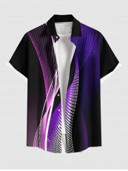 Plus Size Geometric Patterns Light Beam Glitter 3D Print Buttons Pocket Shirt For Men -  