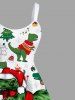 Christmas Tree Hat Dinosaur Snowman Ball Print Plus Size Matching Outfit For Couples -  