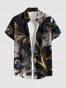 Metallic Flowers Leaf Print Plus Size Matching Hawaii Beach Outfit For Couples -  