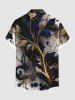 Metallic Flowers Leaf Print Plus Size Matching Hawaii Beach Outfit For Couples -  