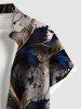 Metallic Flowers Leaf Print Plus Size Matching Hawaii Beach Outfit For Couples -  