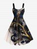 Metallic Flowers Leaf Print Plus Size Matching Hawaii Beach Outfit For Couples -  