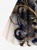 Metallic Flowers Leaf Print Plus Size Matching Hawaii Beach Outfit For Couples -  