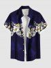Tenue de Plage à Imprimé Fleurs et Feuilles Tropicales Grande-Taille pour Couples - Bleu de Minuit 