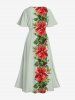 Floral Leaf Print Plus Size Matching Hawaii Beach Outfit For Couples -  