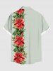 Floral Leaf Print Plus Size Matching Hawaii Beach Outfit For Couples -  