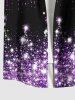 Chemisier avec Boutons et Poches Brillantes à Imprimé Etoiles et Flocons de Neige de Noël 3D Grande-Taille pour Hommes - Multi-A 2XL