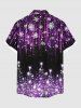 Chemisier avec Boutons et Poches Brillantes à Imprimé Etoiles et Flocons de Neige de Noël 3D Grande-Taille pour Hommes - Multi-A 2XL