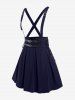 Gothic Lace Up Buckles Godet Hem A Line Suspender Skirt -  