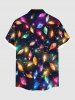Chemise de Noël 3D Lumière Colorée Imprimée de Grande Taille avec Boutons à Paillettes - Noir M