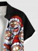 Chemise Imprimé Père Noël à Boutons avec Poche Grande Taille pour Homme - Noir M