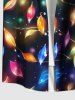 Plus Size Colorful Christmas Light Glitter 3D Print Buttons Pocket Shirt For Men -  