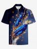 Plus Size Feather Galaxy Glitter Sparkling Sequin 3D Print Hawaii Polo Shirt For Men -  