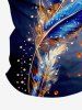 Plus Size Feather Galaxy Glitter Sparkling Sequin 3D Print Hawaii Polo Shirt For Men -  