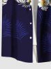 Plus Size Tropical Leaf Hibiscus Flower Print Buttons Pocket Hawaii Shirt For Men -  
