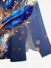 Plus Size Metallic Feather Galaxy Glitter Sparkling Sequin 3D Print Split Hawaii Midi Dress -  