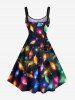 Plus Size Colorful Christmas Light Glitter 3D Print Tank Dress -  