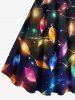 Plus Size Colorful Christmas Light Glitter 3D Print Tank Dress -  