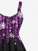Plus Size Christmas Snowflake Star Sparkling Sequin Glitter 3D Print Tank Dress -  