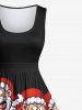 Plus Size Christmas Santa Claus Print 1950s Vintage Dress -  