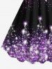 Plus Size Christmas Snowflake Star Sparkling Sequin Glitter 3D Print Tank Dress -  
