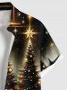 Chemise Boutonnée Imprimée Élément de Noël avec Poche Grande Taille - Café profond XL