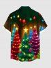 Chemise avec Boutons et Poche en Dégradé de Couleurs Motif Sapin de Noël Brillant Grande-Taille pour Hommes - Multi-A 3XL