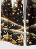 Plus Size Glitter Christmas Tree Ball Star Galaxy Floral Print Button Pocket Shirt For Men -  