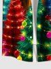 Chemise avec Boutons et Poche en Dégradé de Couleurs Motif Sapin de Noël Brillant Grande-Taille pour Hommes - Multi-A 3XL