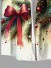 Plus Size Christmas Tree Holly Bowknot Leaf House Snow Print Ombre Button Pocket Shirt For Men -  