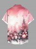 Plus Size Christmas Tree Ball Gift Print Ombre Button Pocket Shirt For Men -  