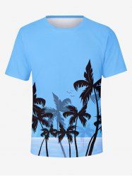 Plus Size Coconut Tree Bird Sea Print Hawaii T-shirt For Men -  