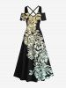 Tropical Leaf Hibiscus Flower Print Plus Size Matching Hawaii Beach Outfit For Couples -  
