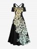 Tropical Leaf Hibiscus Flower Print Plus Size Matching Hawaii Beach Outfit For Couples -  