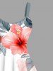 Robe Débardeur Hawaïen Fleur Feuille D'Hibiscus et Feuille Tropicale Imprimées de Grande Taille - Blanc 4X