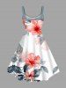 Robe Débardeur Hawaïen Fleur Feuille D'Hibiscus et Feuille Tropicale Imprimées de Grande Taille - Blanc 4X