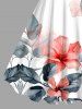 Robe Débardeur Hawaïen Fleur Feuille D'Hibiscus et Feuille Tropicale Imprimées de Grande Taille - Blanc XXS