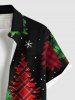 Plus Size Plaid Christmas Tree Snowflake Galaxy Elk Print Button Pocket Shirt For Men -  