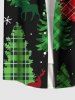 Plus Size Plaid Christmas Tree Snowflake Galaxy Elk Print Button Pocket Shirt For Men -  