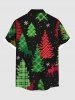 Plus Size Plaid Christmas Tree Snowflake Galaxy Elk Print Button Pocket Shirt For Men -  