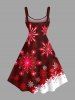 Plus Size Christmas Snowflake Glitter Belt 3D Print Tank Dress -  
