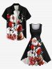 Plus Size Christmas Santa Claus Star Chimney Print 1950s Vintage Dress -  