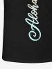 Plus Size Hibiscus Flower Letters Print T-shirt -  