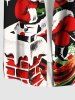 Plus Size Christmas Santa Claus Star Chimney Print Buttons Pocket Shirt For Men -  